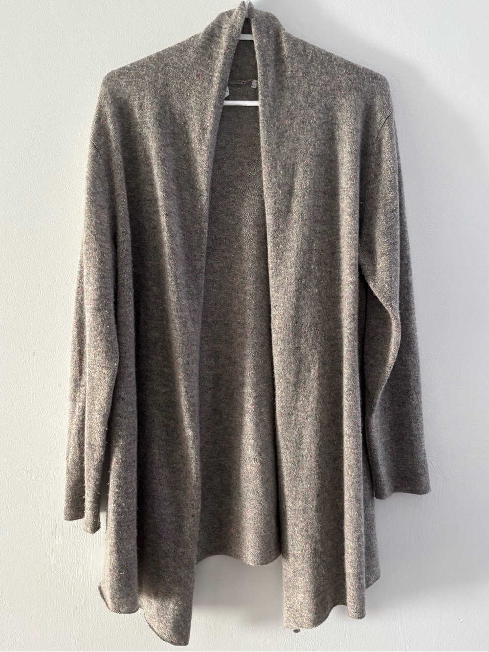InCashmere Heather Gray Open-Front Cashmere Cardigan